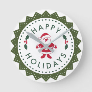 Relógio Redondo Feriados Felizes de Papais noeis de Cartoons Foguo