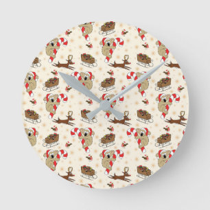 Relógio Redondo Feriados felizes para Papais noeis bonitos