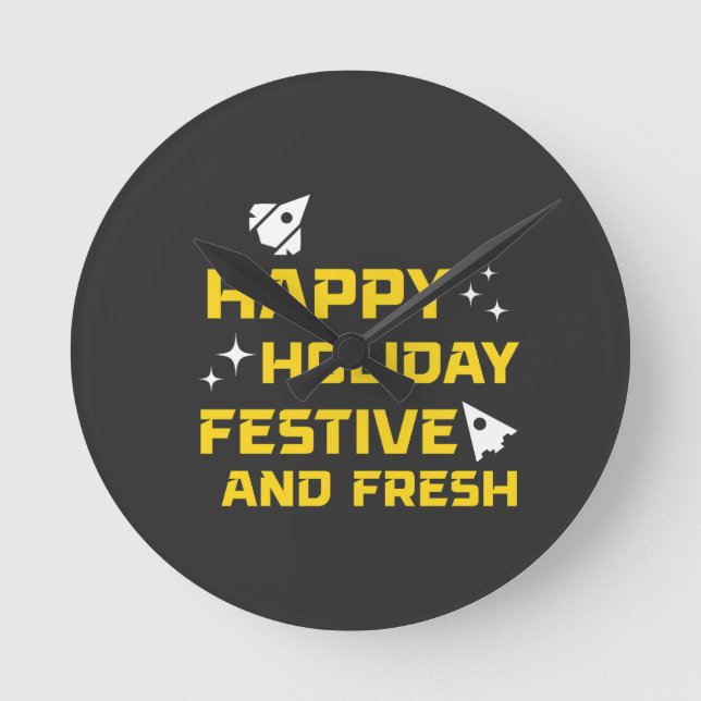 Relógio Redondo Férias Felizes, Festivas e Frescas (Frente)