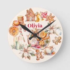 Relógio Redondo Festa de Janto de Natal Gingerbird