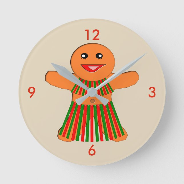 Relógio Redondo Festa de Natal Gingercake Womall Clock (Frente)