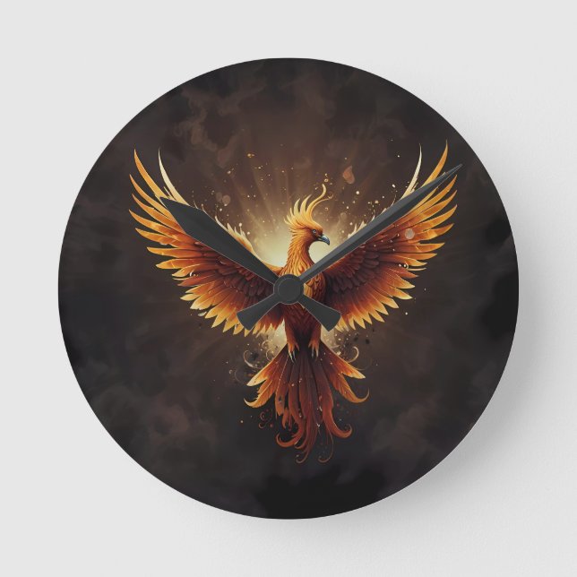 Relógio Redondo Fiery Phoenix Cushion (Frente)
