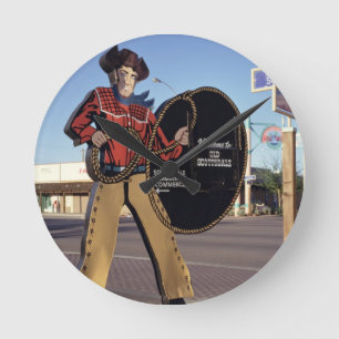 Relógio Redondo Figura sinal do vaqueiro que dá boas-vindas a
