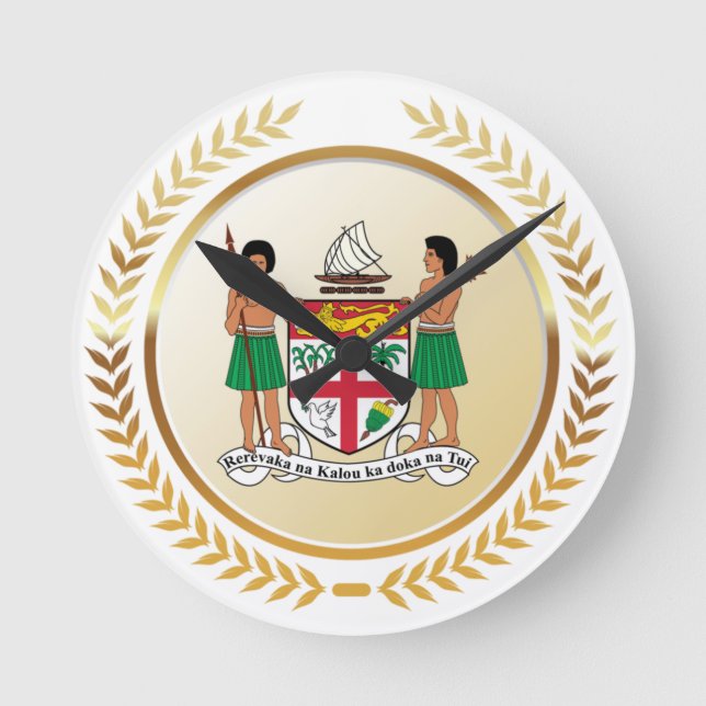 Relógio Redondo Fiji Coat of Arms (Frente)