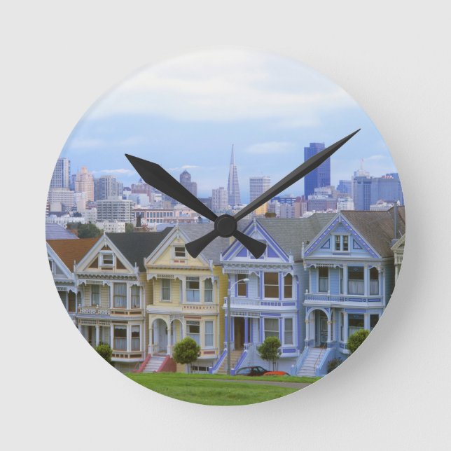 Relógio Redondo Fila de casas vitorianas (Frente)