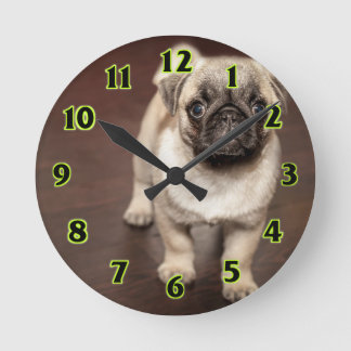 Relógio Redondo Filhote de cachorro do Pug