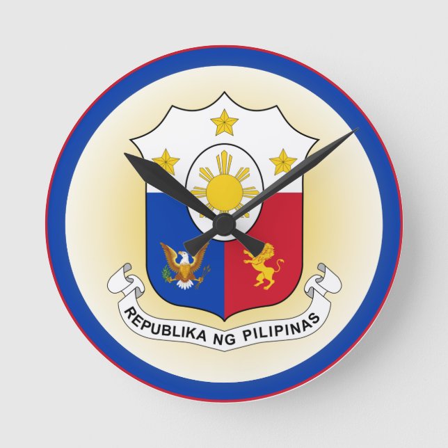 Relógio Redondo Filipinas Casaco de Forma do Círculo de Armas (Frente)