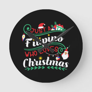 Relógio Redondo Filipinas - Filipino que ama o Natal