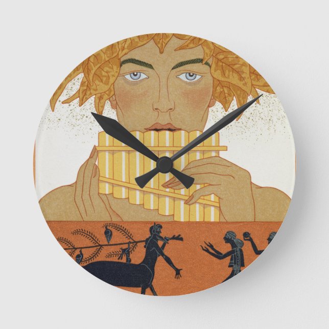 Relógio Redondo Filtre o gaiteiro, ilustração de "Les Mythes" por (Frente)