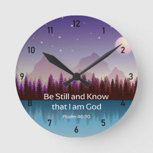 Relógio Redondo Fique quieto e saiba que sou Deus Bíblia salmo Ver