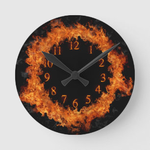 Relógio Redondo Fire Clock Firey Flames Wall Clock