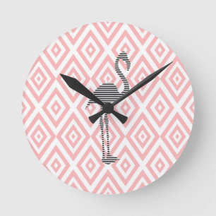 Relógio Redondo Flamingo - teste padrão geométrico abstrato - ro