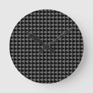 Relógio Redondo Flecha de Obsidiana, Abstrato Geométrico Preto Cin