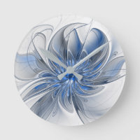 Flor de Arte Fracionada com Cinza Azul abstrato