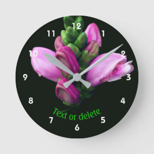 Relógio Redondo Flor de Cabeça de Tartaruga Rosa Personalizada 