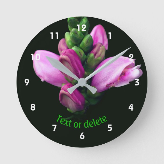 Relógio Redondo Flor de Cabeça de Tartaruga Rosa Personalizada  (Frente)
