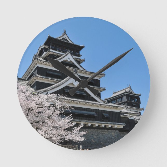 Relógio Redondo Flor De Cereja No Japão (Frente)