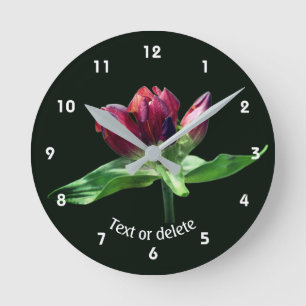 Relógio Redondo Flor de Genciana Vermelha Personalizada