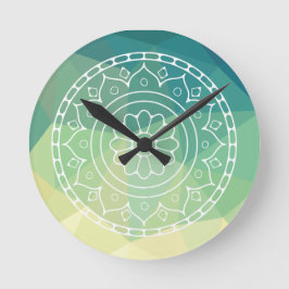 Relógio Redondo Flor de Harmonia de Inspiração Mandala Amarelo Ver