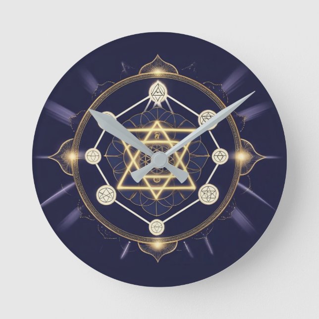 Relógio Redondo Flor de Infinito — Geometria Sagrada Celestial (Frente)