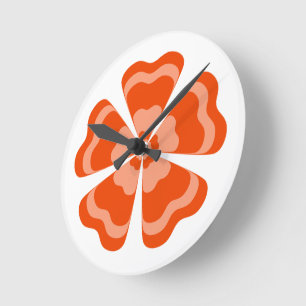 Relógio Redondo Flor de Laranja Estilizada em Estilo Retrô