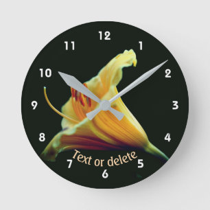 Relógio Redondo Flor de Lírio Laranja Personalizada