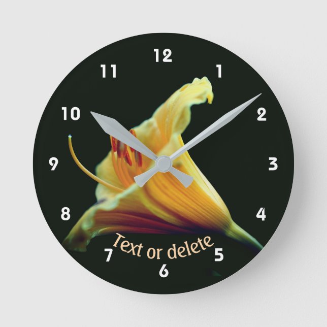 Relógio Redondo Flor de Lírio Laranja Personalizada   (Frente)