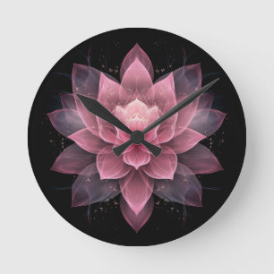 Relógio Redondo Flor de lótus etéreo - Yoga Rosa claro preta