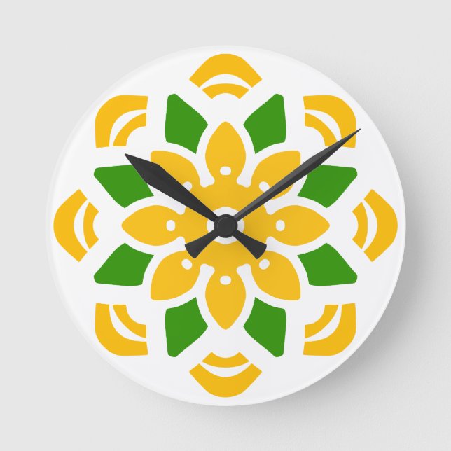 Relógio Redondo Flor de Mandala Geo Abstrata (Frente)