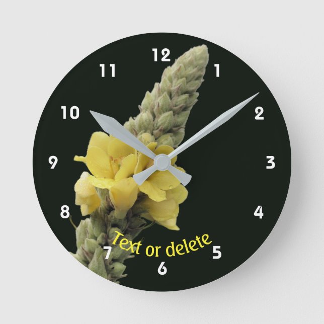 Relógio Redondo Flor de Mullein Personalizada   (Frente)
