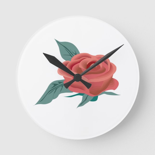 Relógio Redondo Flor de rosa (Frente)