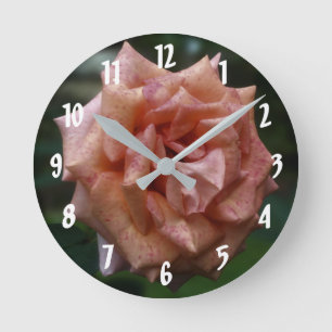 Relógio Redondo Flor de Rosa de pêssego movido