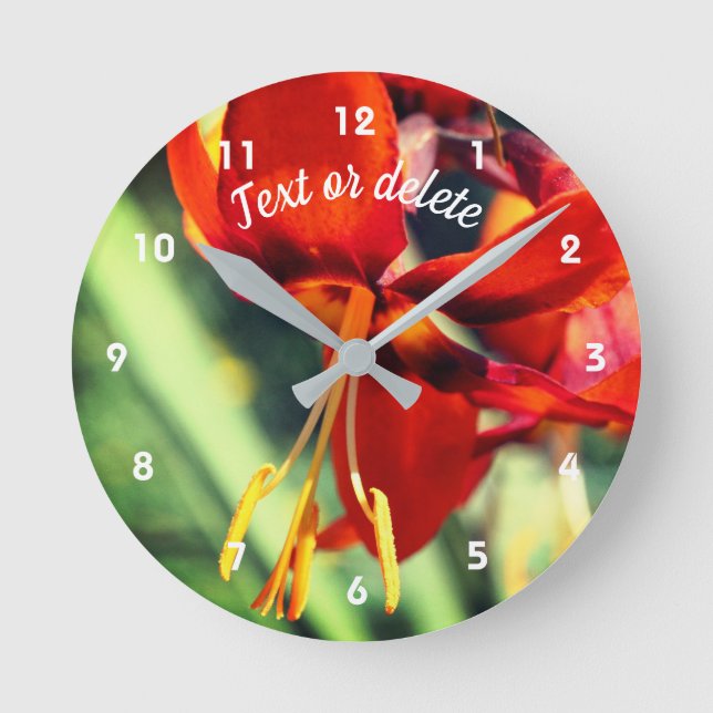 Relógio Redondo Flor Laranja Fiery Daylily Personalizada (Frente)