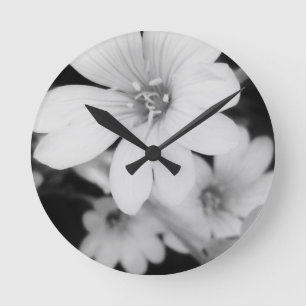 Relógio Redondo Flor preto e branco