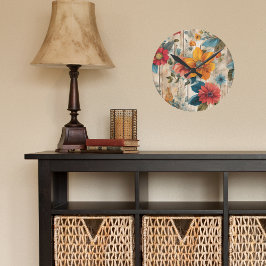 Relógio Redondo Flor Russo Colorida