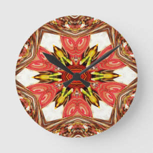 Relógio Redondo Flora de rabisco colorida coração estrela sem cost