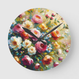 Relógio Redondo Florais brilhantes e vibrantes dourados