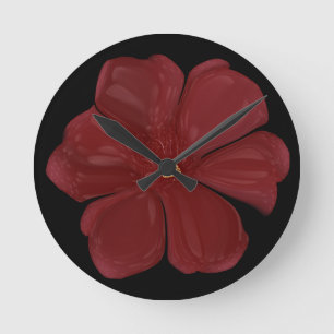 Relógio Redondo Floral Botânica Escura Glossy Flor Desabrochada Ca