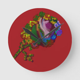 Relógio Redondo Floral Colorido Arco-Íris