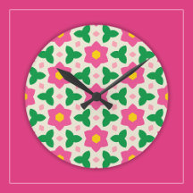 Flores Botânicas Rosa Vibrante em Floral Geométric