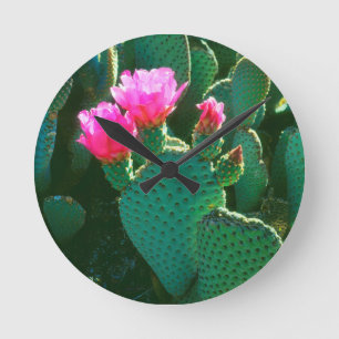 Relógio Redondo Flores de Cactus Beavertail