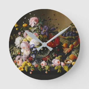 Relógio Redondo Flores e Frutas de Vintage Stress Life