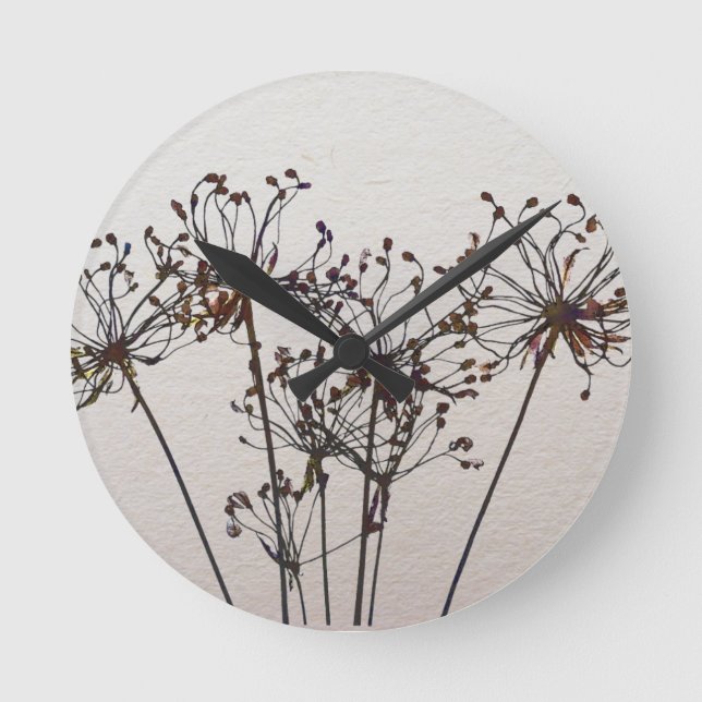 Relógio Redondo Flores secadas aguarela (Frente)