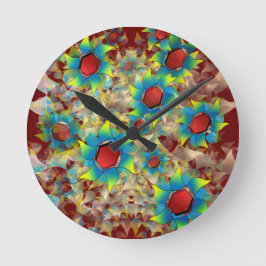 Relógio Redondo Flores virtuais estranhas, pétalas azuladas em ver