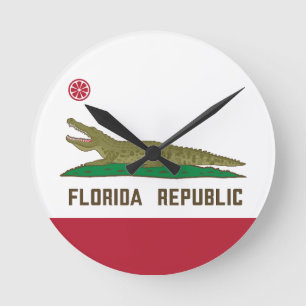 Relógio Redondo Flórida Alligator Flag Crocodile