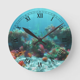 Relógio Redondo Flowers of the Sea Clock
