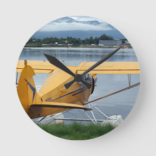 Relógio Redondo Flutue o plano 6, capa do lago, Anchorage, Alaska,