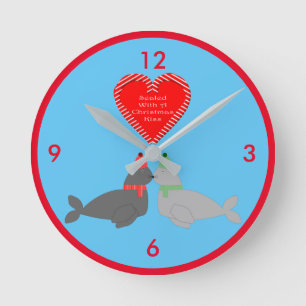 Relógio Redondo Focos de Beijo de Natal bonitos