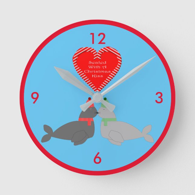 Relógio Redondo Focos de Beijo de Natal bonitos (Frente)