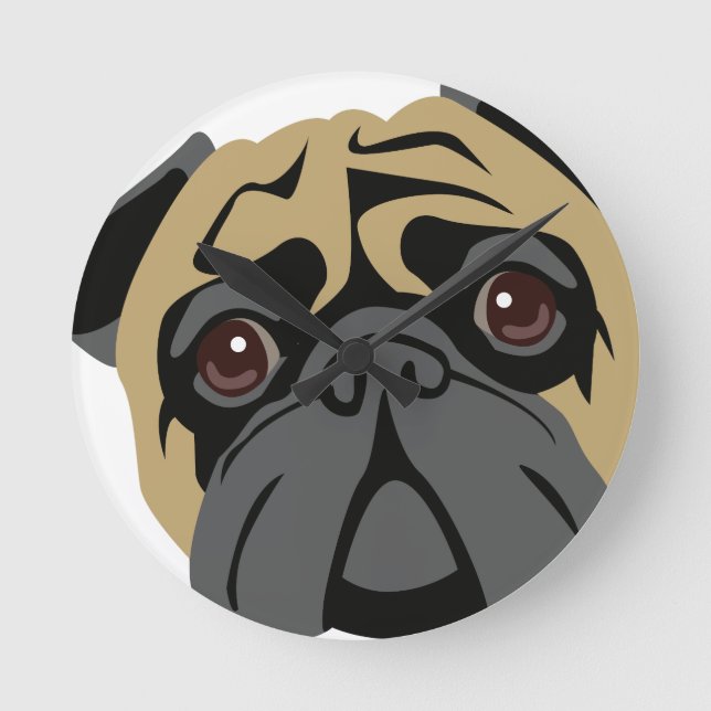 Relógio Redondo Fofinho Pug (Frente)